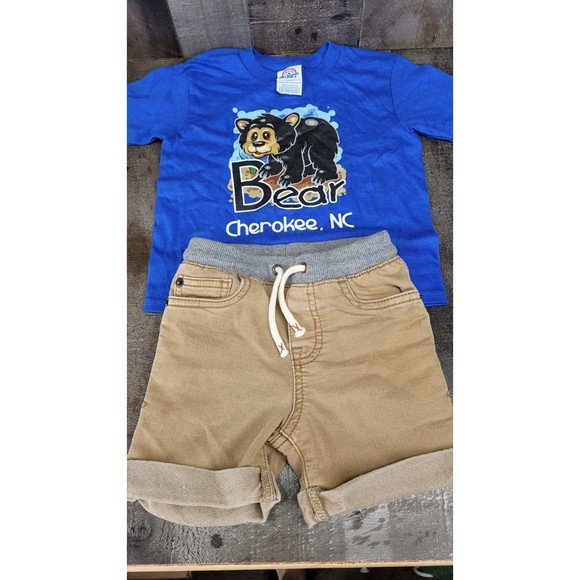 Toddler Cute Summer Outfit bear Cherokee NC with Shorts set - Picture 3 of 8